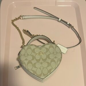 Coach Heart-Shaped Beige and White Crossbody Bag